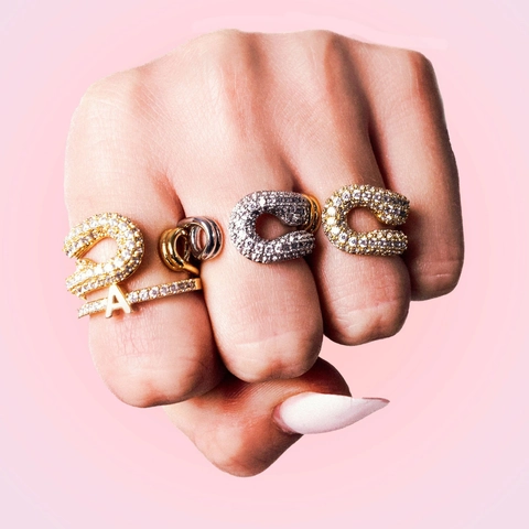Paperclip Open Ring 18K Verguld Roestvrij Staal Zirkon Hoefijzer U-Vormig Verstelbare Vingersieraden Voor Dames
