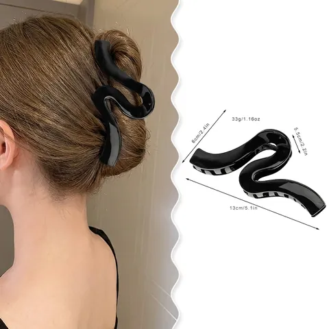 Large Hair Claw Clips Plastic Acrylic Wave S-Shape Crescent Moon Design Strong Hold French Styling Accessories For Women