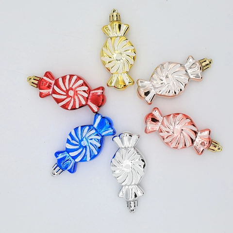 Adornos De Navidad En Forma De Caramelo Plástico Galvanizado Brillante Colgantes Decoración Árbol De Fiesta