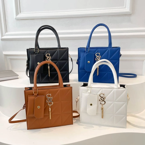 Damen Gesteppte PU Leder Handtasche Mit Metallquaste Logo Abnehmbarer Beutel Umhängetasche Für Den Alltag