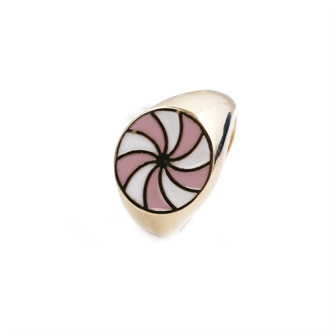 Bague Ouverte Réglable En Cuivre Plaqué Or Spirale Vortex Émail Pour Femme Bijoux Fantaisie