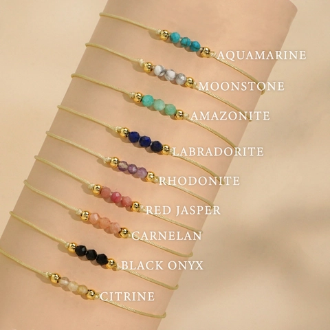 Handgefertigtes Naturstein Wunscharmband Mit Kupferperlen Verstellbare Gewebte Kordel Boho Schmuck Für Damen