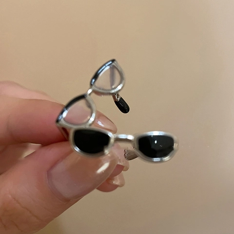 Sunglasses Shaped Creative Alloy Open Ring Y2K Unique Drip Oil Fashion Trendy Finger Jewelry For Women