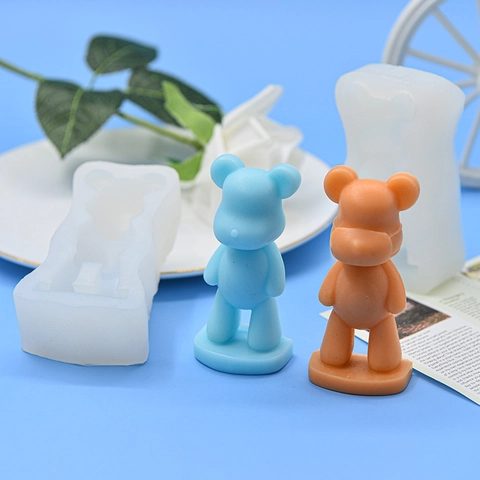 3D Cartoon Bear Silicone Mold Mirror Surface DIY Crafts Resin Candle Soap Keychain Ornaments