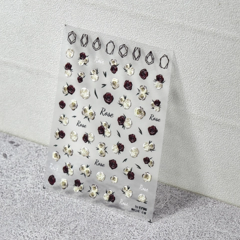Autocollants De Nail Art En Relief 5D Auto-Adhésifs Roses Noires Cygne Ballet Motifs Floraux Manucure Japonaise
