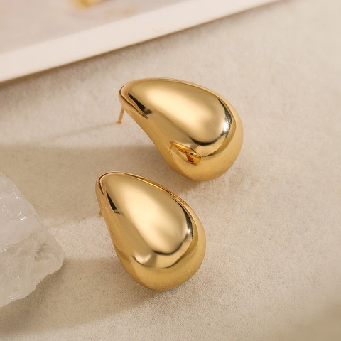 Vintage Water Drop And Spiral Stud Earrings Copper Gold Plated Minimalist Elegant Geometric Jewelry For Women