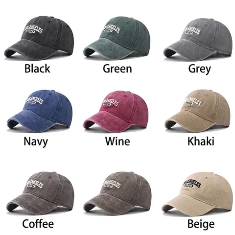 Cappellino Da Baseball Cotone Lavato Distressed Ricamo LOS ANGELES 1850 Dad Hat Regolabile Sport Outdoor Uomo Donna