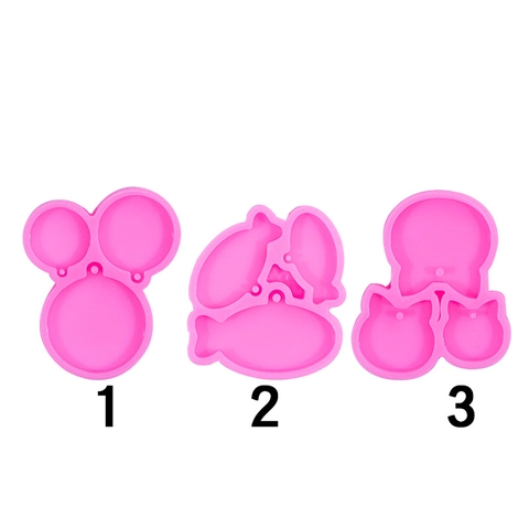 Pet Tag Silicone Mold DIY Resin Keychain Pendant Fish Cat Round Shapes With Hanging Hole Durable Soft