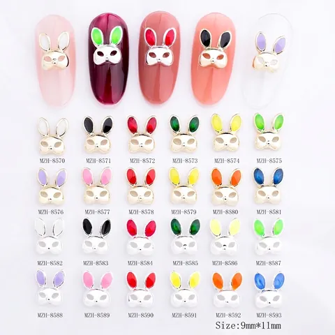 Amuletos De Arte De Uñas Con Máscara De Conejo De Dibujos Animados Aleación Esmalte Colorido Lindo Decoración De Manicura DIY