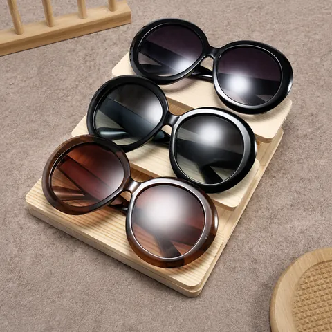 Gafas De Sol Redondas Sobredimensionadas Protección UV400 Retro Moda Montura De PC Lentes Degradadas Para Mujeres