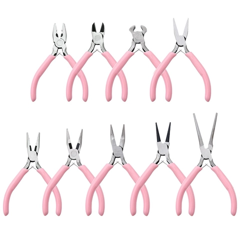 Jewelry Pliers Mini Pink Handle Precision Steel Tools For DIY Craft Beading Wire Wrapping Jewelry Making