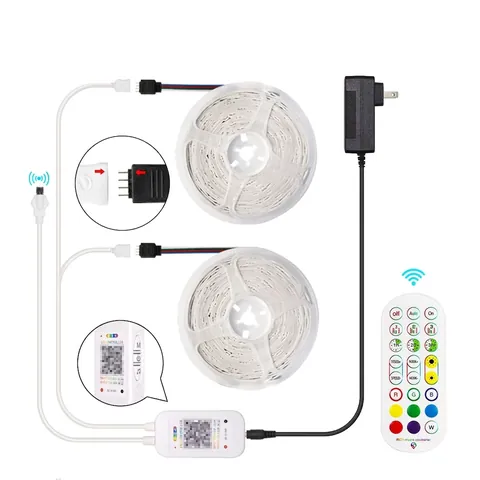 LED Strip Lights RGB 5050 Bluetooth App Control Music Sync Color Changing TV Backlight With Remote And Power Adapter