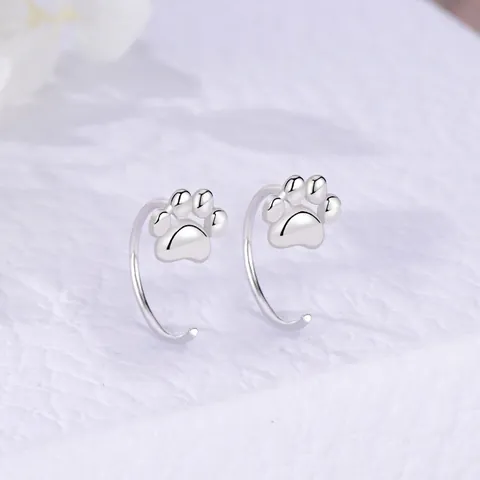 925 Sterling Silver Cat Paw Hook Earrings Cute Minimalist Animal Claw Jewelry For Women Mori Style