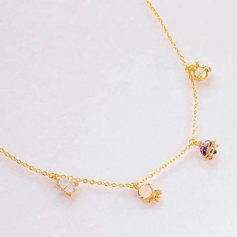 Collana con Pendente Razzo Pianeta Astronauta Spaziale Stile Ins in Ottone Placcato Oro 18K Strass Catena Girocollo Donna