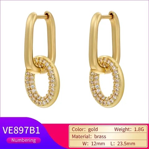 Orecchini a Cerchio di Lusso in Ottone e Zirconia per Donna Oro Argento Cuore Pietra Rosa Croce Pavé Cristallo Gioielli