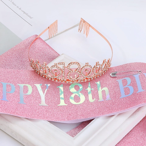 Happy Birthday Sash Glitter Fabric Hot Stamping 10th 13th 16th 18th 21st 30th 40th 50th 60th 70th Birthday Party Decorations