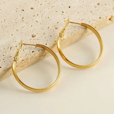 Pendientes De Aro Acero Inoxidable Chapado En Oro 18K Minimalista Redondo Joyería Para Mujeres