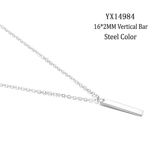 Minimalist Stainless Steel Vertical Bar Pendant Necklace For Women 14K Gold Plated Geometric Rectangular Clavicle Chain Jewelry
