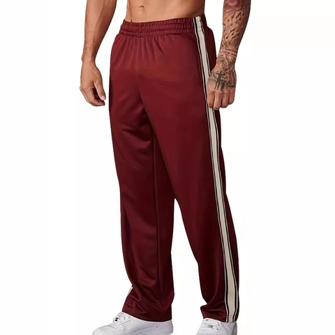 Herren Jogginghose Polyester Elasthan Seitenstreifen Gerades Bein Elastischer Bund Kordelzug Sport Fitness Kausal