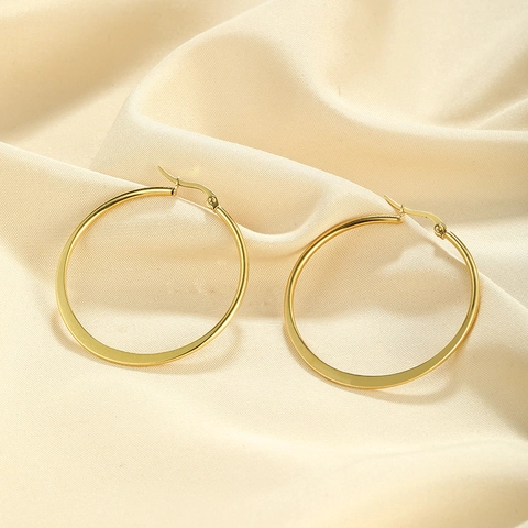 Minimalisti Orecchini a Cerchio Grande Placcati Oro 18K in Acciaio Inossidabile per Donna Moda Vintage Rotondi Geometrici Gioielli