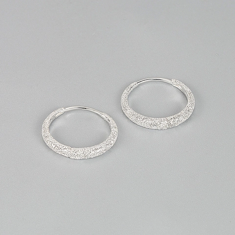Pendientes De Aro De Plata De Ley 925 Textura Esmerilada Chorreada Estilo Galaxia Estrellada Minimalista Mujer