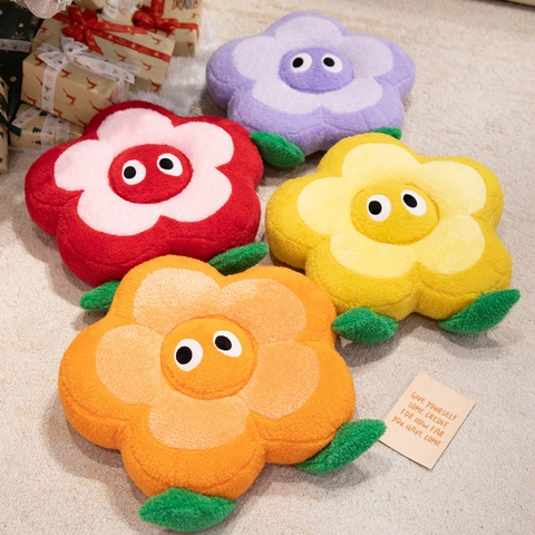 Plush Flower Pillow Soft Cartoon Eye Cushion Decorative Sofa Backrest For Living Room Home Bedroom Vibrant Colors