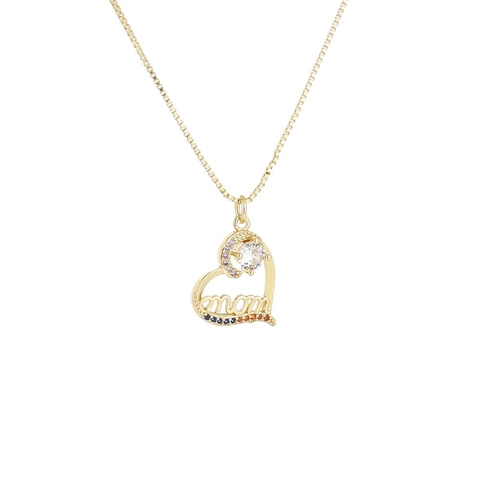 Heart MOM Pendant Necklace Copper Cubic Zirconia MAMA Letter Box Chain Jewelry Mother Day Gift Women