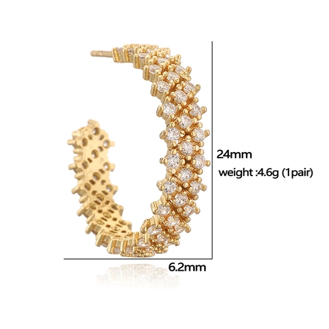Luxus Kupfer C-Förmige Creolen Für Damen Geometrische Zirkonia Eingelegt Gold Silber Galvanisiert Mode Ins Stil Leichter Luxus Schmuck