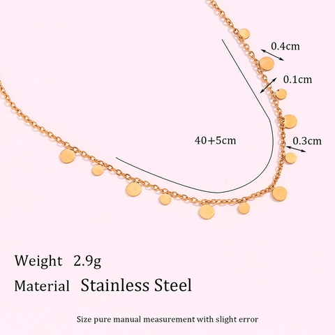 Minimalist Stainless Steel 18K Gold Plated Circular Pendant Thin Chain Necklace For Women Personalized Fashion Jewelry Accessory