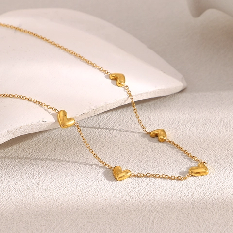 Heart Pendant Necklace 18K Gold Plated Stainless Steel Elegant Minimalist Link Chain Jewelry For Women Daily Wear