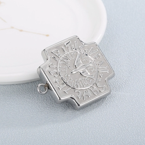 Ciondolo A Croce In Acciaio Inossidabile Spirito Santo Colomba Iscrizione Latina Charm Religioso Per Creazione Gioielli Fai Da Te Punk