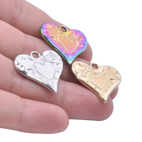 Collana Con Ciondolo a Cuore in Acciaio Inossidabile Per Donna Accessori per Gioielli Fai-da-te Galvanostegia Sotto Vuoto Oro Argento Arcobaleno