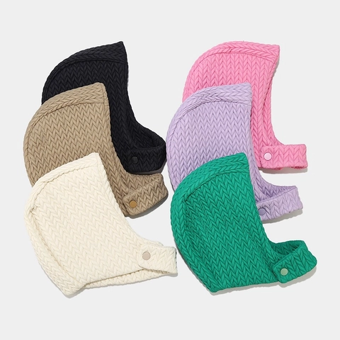 Winter Quilted Cotton Balaclava Hood Hat Neck Warmer With Button Closure Ear Protection Solid Color For Women Men