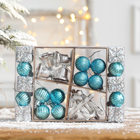 Ornamenti Per Albero Di Natale In Plastica Palle Appese Campanelli Scatole Regalo Bastoncini Di Zucchero Decorazione Festiva