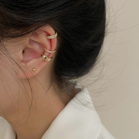 Orecchini Ear Cuff In Rame Minimalisti Con Zirconi Senza Buco Gioielli Geometrici Stile Francese Donna