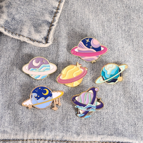 Planet Enamel Pin Space Universe Saturn Badge Alloy Enamel Jewelry For Clothes Backpack Decoration Aesthetic Accessories