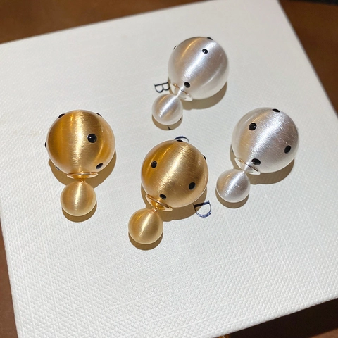 Polka Dot Runde Doppelseitige Ohrstecker Mit 925 Sterling Silber Ohrring Stecker Matt Gebürsteter Metallschmuck Damen