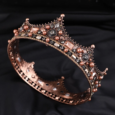 Barocke Königinkrone Legierung Strass Künstliche Perle Vintage Braut Hochzeit Tiara Kopfschmuck Für Frauen Elegantes Haar Accessoire