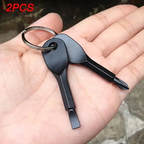 Set Portachiavi Cacciavite in Acciaio Inossidabile Portatile Per Uomo Donna Mini Cacciavite a Taglio e a Croce Strumento Tascabile Regalo