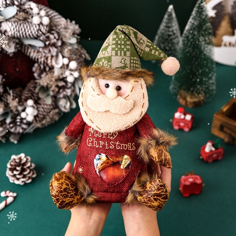 Christmas Gift Bags Stockings Linen Plush Candy Pouches Transparent Heart Window 3D Santa Snowman Reindeer Decorations