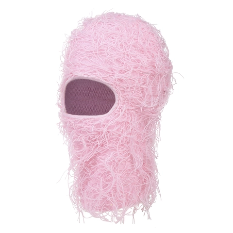 Balaclava Tricoté Masque Facial Effiloché Shaggy Hiver Chaud Cagoule Visage Complet Pour Hommes Et Femmes Sport Extérieur