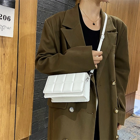 Bolso Bandolera Acolchado De Cuero PU Para Mujer Bolso De Hombro Pequeño Correa Ajustable Cierre Magnético