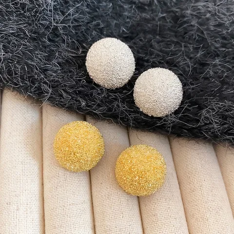 Pendientes De Botón Redondos De Aleación Mate Con Poste De Plata Joyería De Moda Elegante Para Mujer