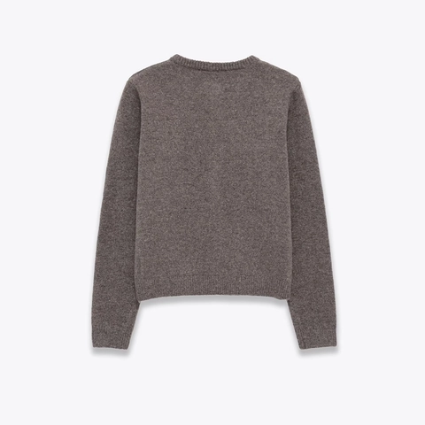 Cárdigan de Punto para Mujer Casual Cuello Redondo Manga Larga Con Botones Minimalista Color Sólido Suéter de Poliéster Top