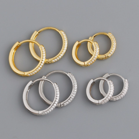 Hoop Ohrringe Für Damen 925 Sterlingsilber Minimalistisch Pave Zirkonia Modischer Huggie Schmuck Accessoire