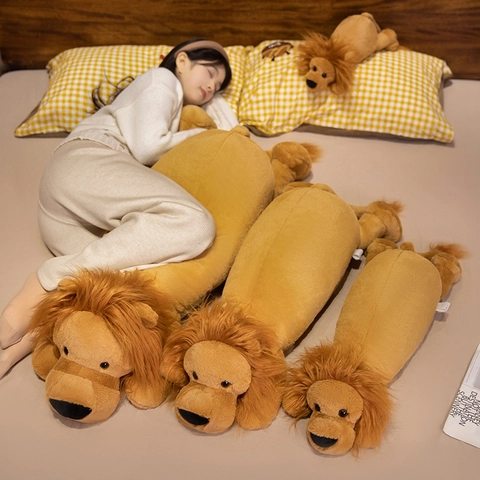 Giocattolo Di Peluche Leone Cuscino Animale A Corpo Lungo Morbido Cuscino Per Decorazione Domestica Personaggio Criniera Gialla Regalo Confortante
