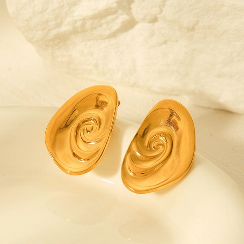 Spiral Conch Earrings 18K Gold Plated Stainless Steel Geometric Niche Design High-End Jewelry For Women