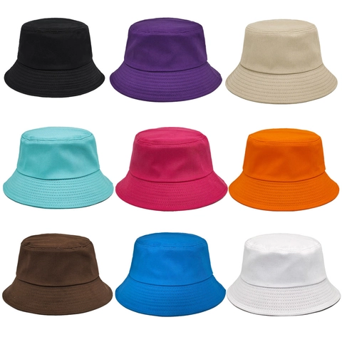 Solid Color Cotton Bucket Hat For Women Men Summer Sun Protection Foldable Breathable Short Brim Fishing Sunshade Hat
