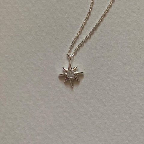 Achtzackiger Stern Anhänger Halskette 925 Sterling Silber Mit Zirkon Octagram Minimalistischer Eleganter Schmuck