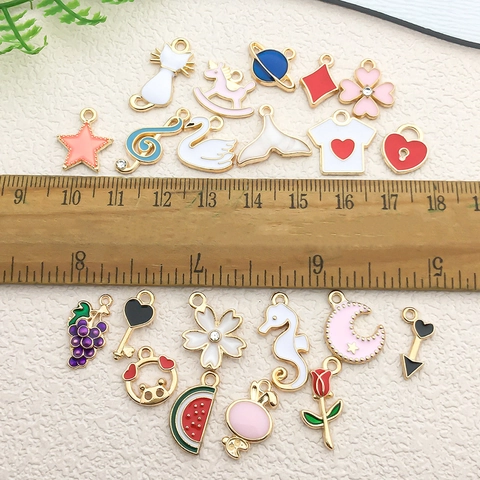 DIY Alloy Enamel Charms Fruit Animal Flower Celestial Shapes For Jewelry Making Pendants Necklace Bracelet Craft Findings
